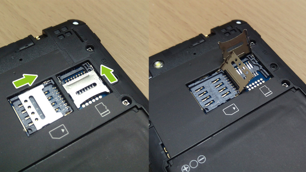 金具をスライドさせてからSIMやSDカードを取り付けるタイプ。SIMサイズはmicroSIMになります。